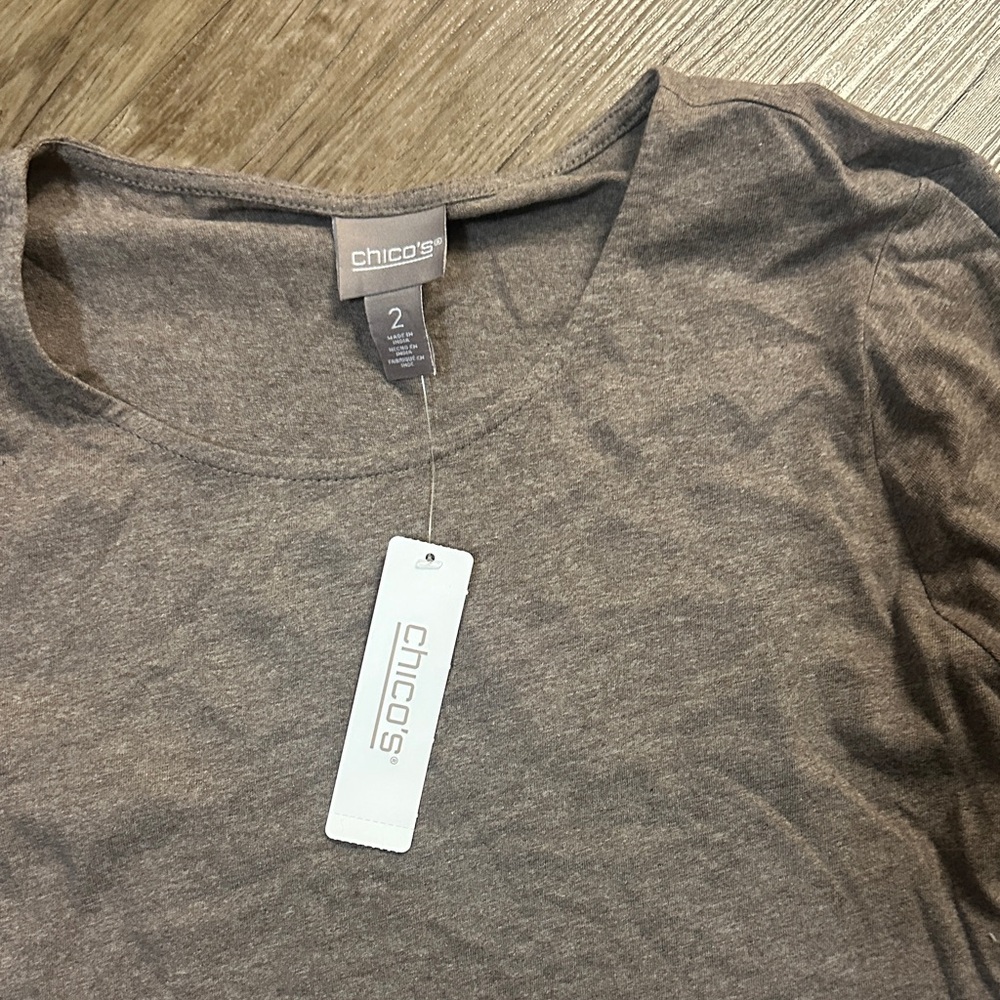 Chico's Brown Long Sleeve Top with Polar Bear Design - Picture 2 of 4
